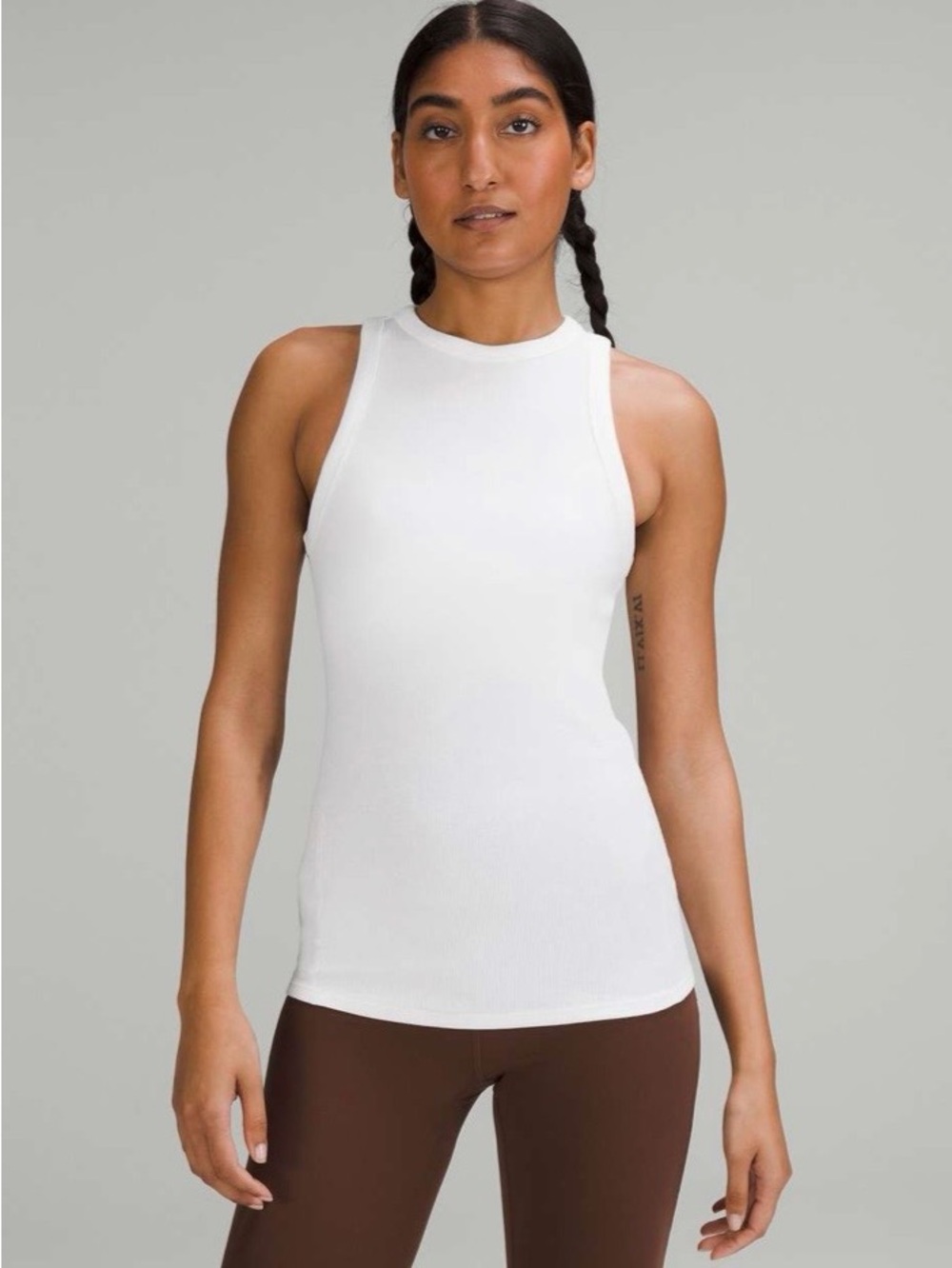 lululemon hold tight athletica White Ribbed High-Neck Tank